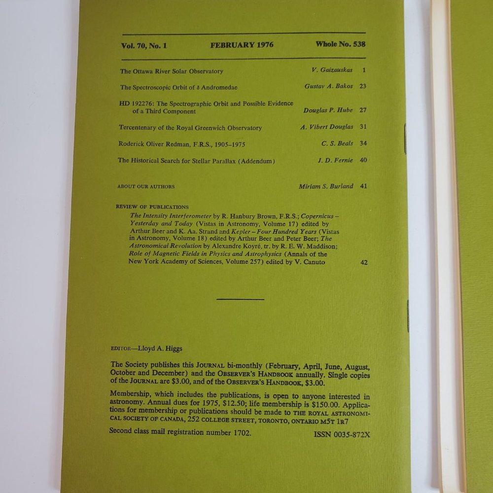 Vintage Journals of the Royal Astronomical Society of Canada Volume Set 70 1976 - Picture 3 of 9